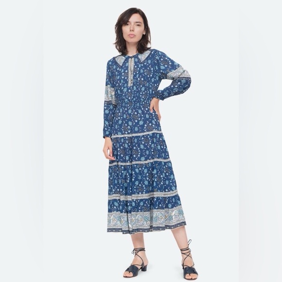 New! Sea New York Penelope Blue Paisley Floral Midi Dress 💙 XS - Picture 3 of 6